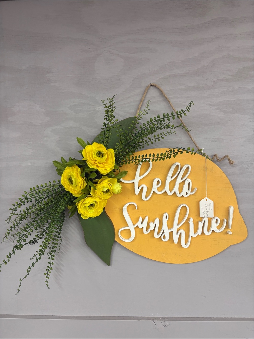 Hello Sunshine! Yellow Lemon Wall Decor with Green Foliage